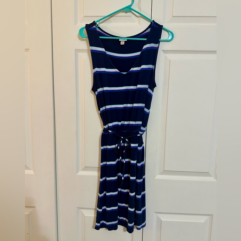 Merona Navy and White Striped Midi Dress